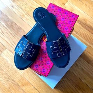Navy and gold trim Tory Burch Ines Slide.